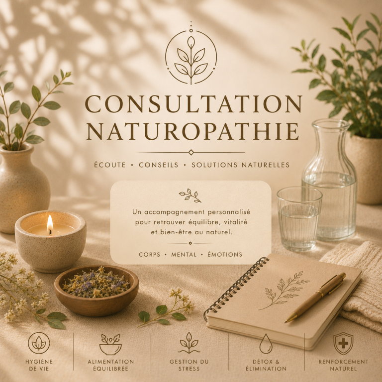 Consultation naturopathie Formulaire de consultation rempli et un stylo à côté.